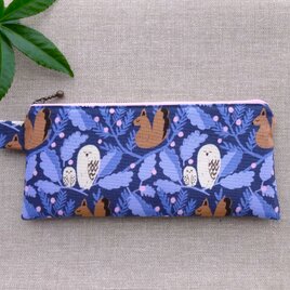 ＊リスとフクロウの眠る森２＊ペンケース＊ファスナー２０cm＊北欧デザイン＊kippis生地使用＊の画像