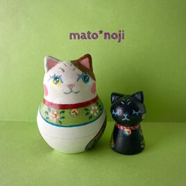 おめでたいマトリョーシカ　招き猫　新　黒招きinぽってり三毛招き