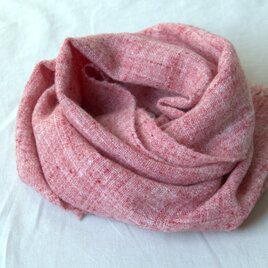 ホームスパンマフラー　白×赤MIX