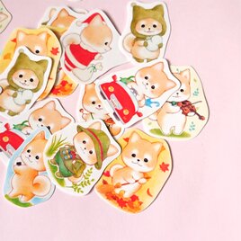 柴犬ちゃんのフレークシール A…24枚入（8種類×各3枚）の画像