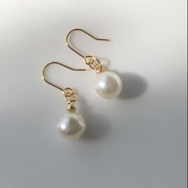 一粒　あこや真珠　ドロップ　パール　フック　ピアス　シェルピアス　綺麗　7mm サイズ　の画像