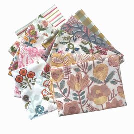 インド ブロックプリント生地 ミニカットクロス10枚セットvol.022 暖色系 ファブリック はぎれ IF0144