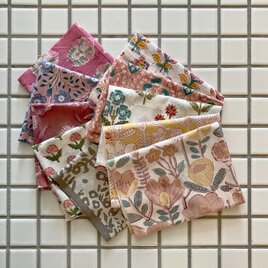 インド ブロックプリント生地 ミニカットクロス10枚セットvol.031 暖色系 ファブリック はぎれ IF0144