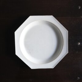CREIL ファイアンスフィーヌ オクトゴナル ダイヤレリーフ 中皿 28.5cm フランス アンティーク 0502013