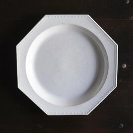 CREIL 刻印 クレイユ ファイアンスフィーヌ オクトゴナル ダイヤレリーフ 大皿 31.5cm フランス アンティークの画像