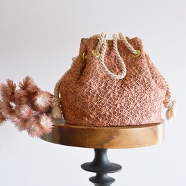 【数量限定 プレミアム】イタリア製　小花柄膨れジャガード　2wayマリンバッグ　テラコッタピンク