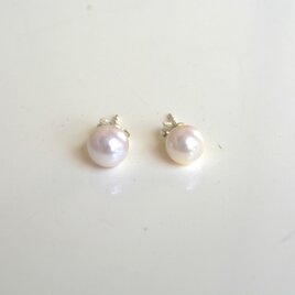 あこやパール（真珠）のシンプルピアス＊SV925＊ホワイト＊6mm&6.4ｍｍ◆送料無料♪Cの画像