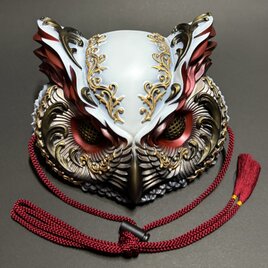 梟面 Gothic Ver.（White×red）の画像