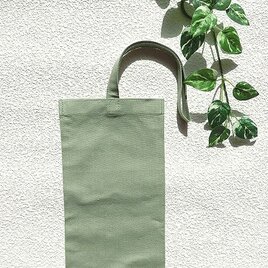 ロングバッグ　ロングエコバッグ　リーフカーキー、オリーブ色　口幅少し広め　長いお野菜やパンなどに　の画像