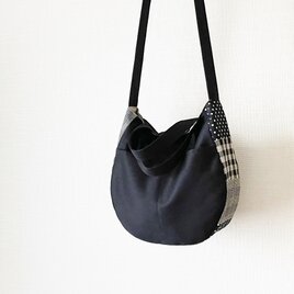 2WAYショルダーバッグ グレンチェックドット ラウンド型 外ポケット A4