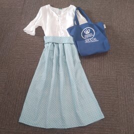 ★値下げ★10800→8800★丈85㎝まで★水玉のWガーゼのギャザースカート★受注製作★の画像