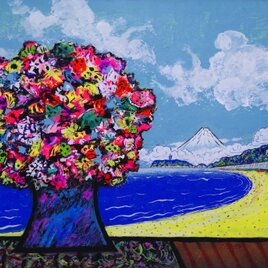 「花と富士と湘南の海」(NO.2503)10号P （this is galleryで売約済み）画像クリックで全面画像になりますの画像