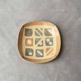 スリップ模様 角丸四方小皿の画像