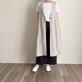 ヨーロッパリネンのロングジレ　ナチュラル