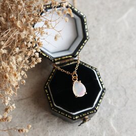 【14kgf】ブラエチオピア産！プレシャスオパールの一粒ネックレス(ペアシェイプ)＊10月誕生石の画像
