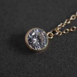 キュービックジルコニア 14kgf 華奢なゴールドチェーンネックレス 上品の画像