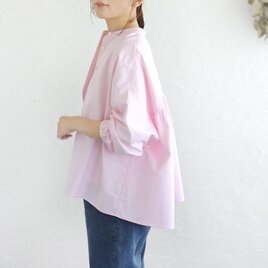 ふんわり軽やか オックスフォード バンドカラーブラウス （ピンク）TP11