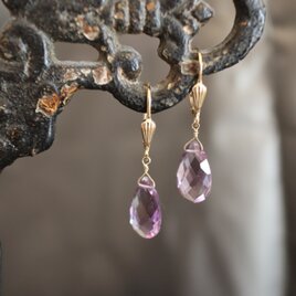 アメジスト　シンプル　ゴールド　ピアス　14ｋｇｆ　数量限定　２個のみ