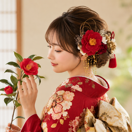 クリア×くすみブルーの髪かざり 青 成人式 卒業式 結婚式 振袖 着物