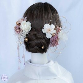 しだれ桜とパール水引の髪飾り　C22　成人式　卒業式　結婚式　振袖　袴　着物　和装　髪かざり　桜の画像