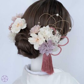 桜とピンクタッセルの髪飾り　TP14　成人式　卒業式　結婚式　振袖　袴　着物　和装の画像