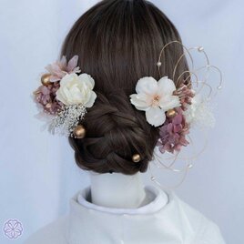 桜とパール水引の髪飾り　SK90　成人式　卒業式　結婚式　振袖　袴　着物の画像