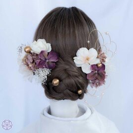 桜×紫　髪飾り　SP43 成人式　卒業式　結婚式　振袖　袴　着物　和装　髪かざりの画像