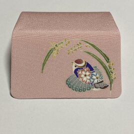カードケース　ふくら雀にお米