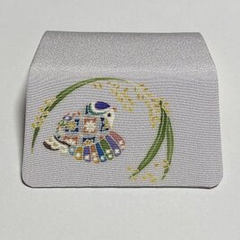 カードケース　ふくら雀とお米
