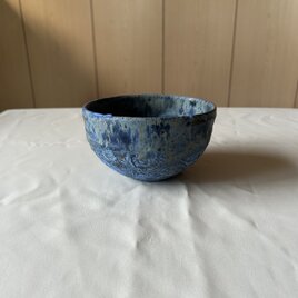 流彩釉丸碗 青の画像