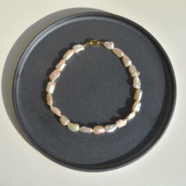 淡水バロックパールのネックレス＊40cm＊17～20ｍｍ＊薄ピンク◆送料無料♪の画像