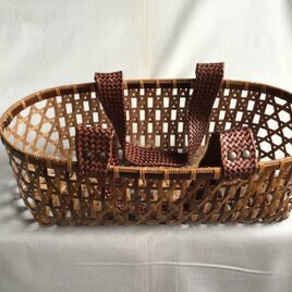 差し六つ目編み手提げかごバック（煤竹）Bの画像