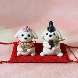 陶器☆小さなわんこの雛飾り☆
