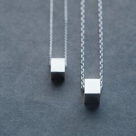 2コset) 四角 リング ペア ネックレス シルバー925の画像