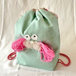 ねこちゃんお顔のナップザック（ちょっと大きめ）の画像