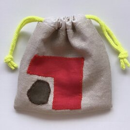 リネンのパッチワーク巾着　no 220