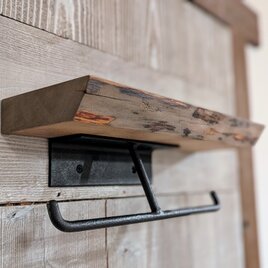 無垢材とアイアンのトイレットペーパーホルダー ダブル【受注生産】の画像