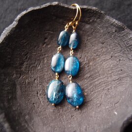 【K14gf】Bluegreen Kyanite Earrings／ブルーグリーンカイヤナイトピアス（Oval）の画像