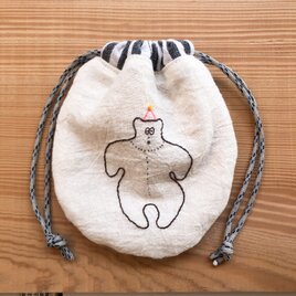 くまちゃんの巾着　ハーフリネン