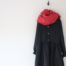春お勧め　リネンロングギャザーシャツ＊リネンウール　Blackの画像