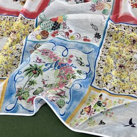 カフェカーテン　スカーフ柄プリント　輸入生地