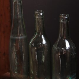 №433　古いガラス瓶3点　気泡入り　花瓶　花器　古道具　古雑貨の画像