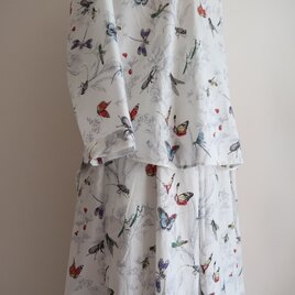 夏の記憶♡昆虫図鑑・ノストラジックなセットアップ・プルオーバー＆ギャザースカート