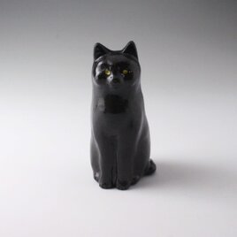 動物の陶置物＜黒猫＞の画像