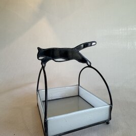 chat noir （L）黒猫　小物入れ　希少ガラス製の画像