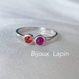 ピンクトルマリン&オレンジキュービックリングの画像