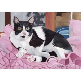 デパート 送料無料 猫イラスト「ハッチ&ウメ」原画 | 日々の暮らしを心地よく iichi イラスト