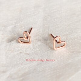 14kgf pinkgold   極小ハートピアスの画像