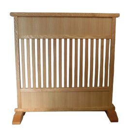 伝統和風格子状衝立　枯茶色仕上げ　天然杢タモ無垢材フレーム１枚式② 伝統和風格子状衝立 枯茶色仕上げ 天然杢タモ無垢材フレーム ②