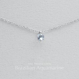 つけっぱなしOK！アクアマリン 一粒ネックレス 金属アレルギー対応 サージカルステンレス 誕生日プレゼントの画像